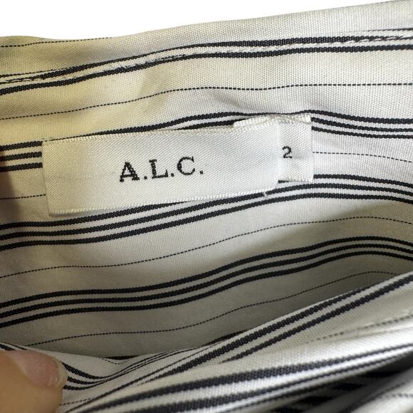 A.L.C. White Blue Stripe Diller Draped Cotton Midi Pencil Skirt Womens 2 - Picture 6 of 8